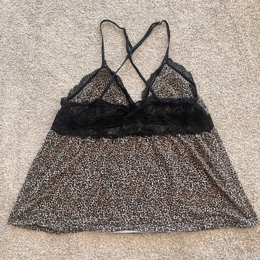 Vintage Victoria Secret Lingerie Cheetah Leopard Lace Babydoll Cami Top S/M - Picture 6 of 9